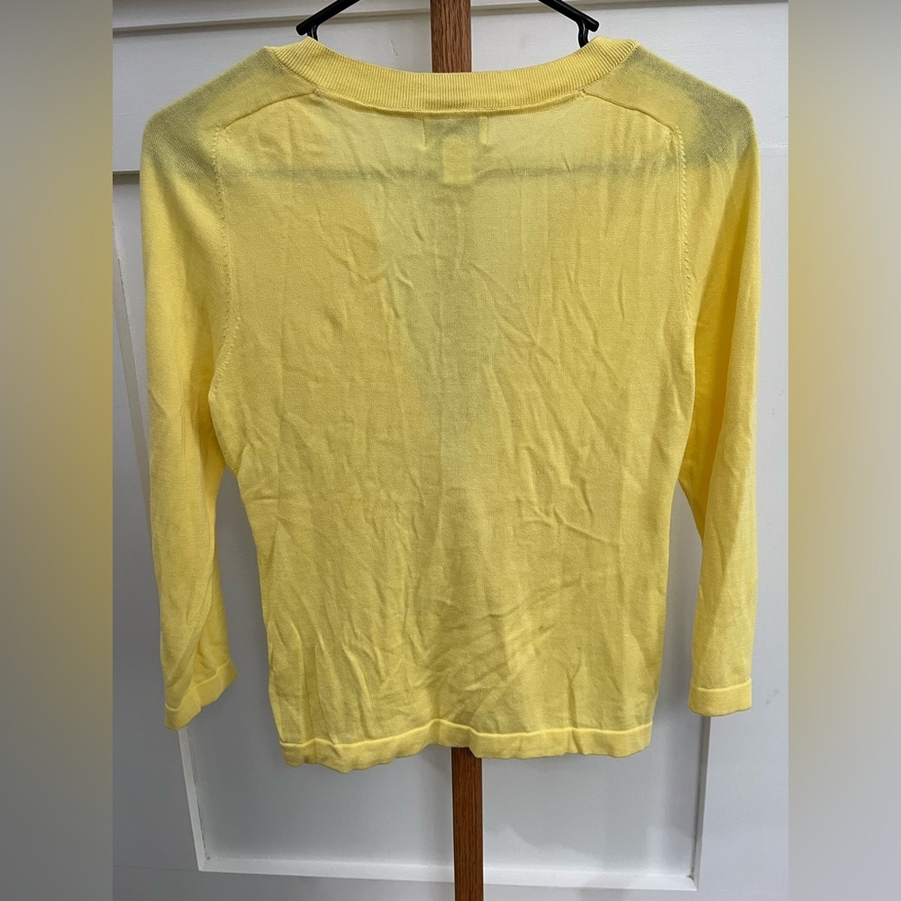 Lilly Pulitzer Yellow Peplum Button Sweater 3/4 Sleeve sz XS - Picture 7 of 7